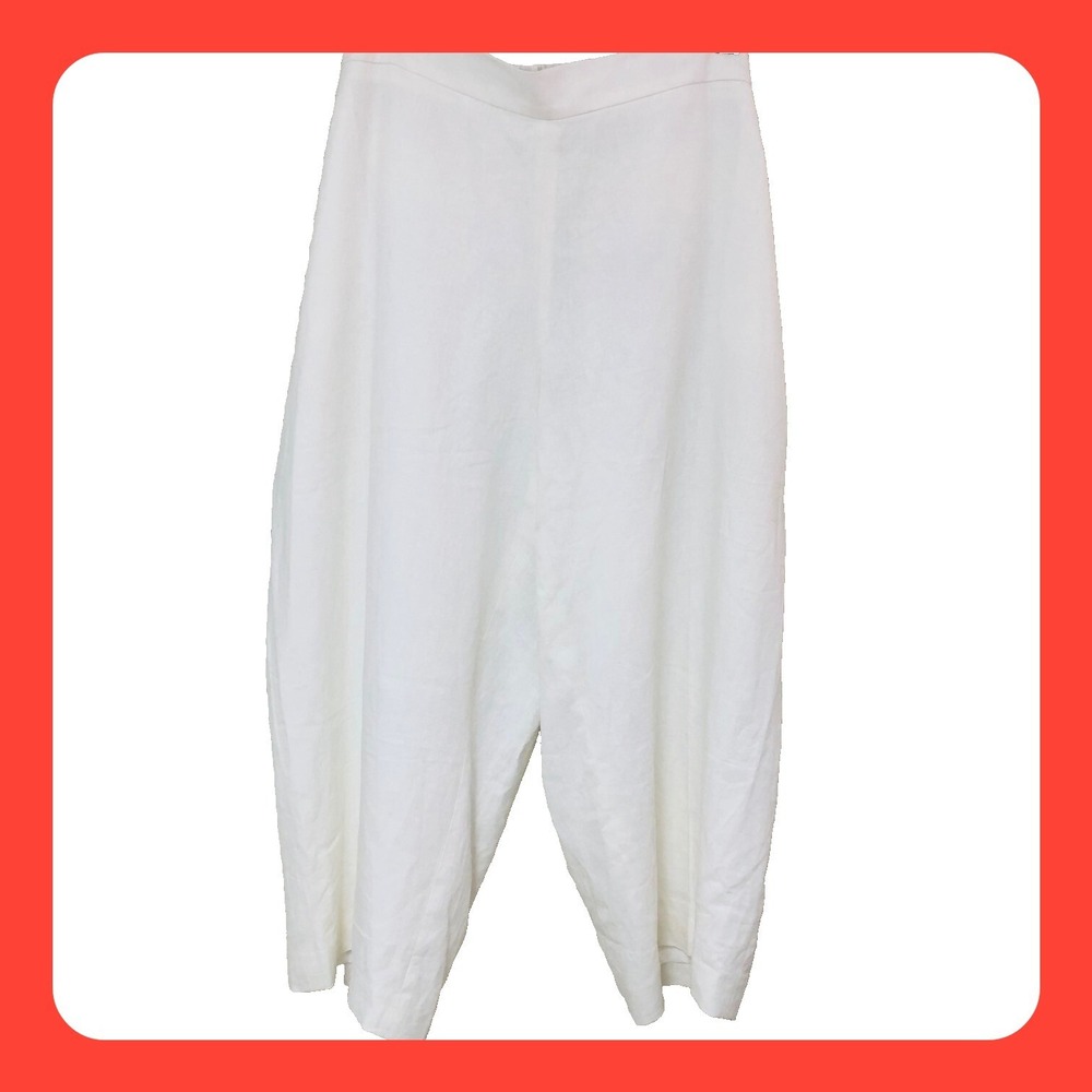NWT Bar‎ lll White Linen Blend Crop Pants Women 3X Lined Pockets Macys High Rise